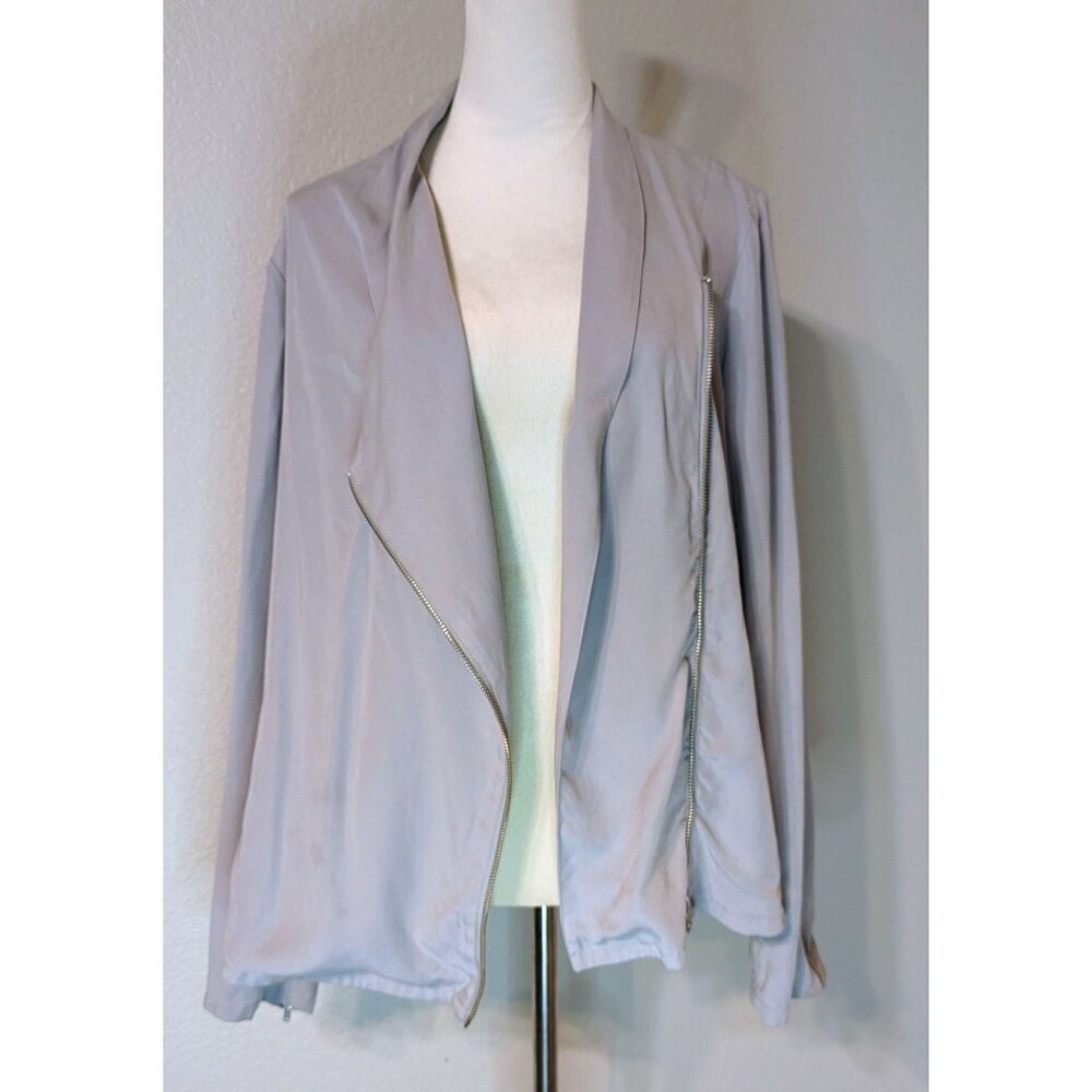 Trouvé Grey  Zip Draped Moto Lightweight Jacket Blazer Size Large 100% Modal